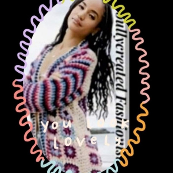 Granny Square Crochet Multi coloured Kimono  ( Sold ) - Picture 4 of 10